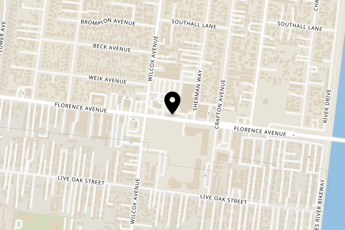 Map showing the location of Birrieria Esquivel Bell on 5025 Florence Ave in Bell